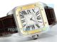 Swiss Copy Cartier Santos 100th Anniversary Watch 35.6mm Gold Bezel Leather Bracelet (3)_th.jpg